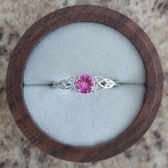 Pink Celtic Ring 925 Sterling Silver - Picture 1 of 9